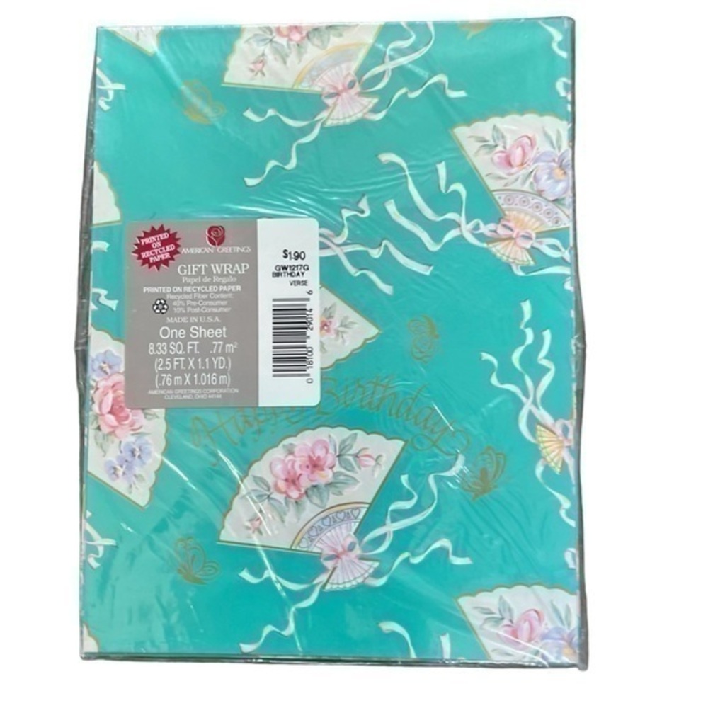 Birthday Gift Wrap Fan Flowers sealed New Forget Me Not Feminine
